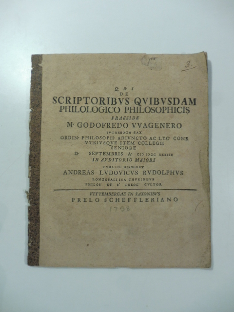 De scriptoribus quibusdam philologico-philosophicis
